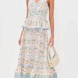Hunter Bell Lacey Dress in Pastel Botanicals in a Creamy Pink & Blue